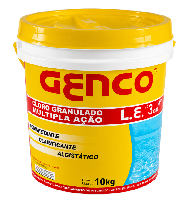 Cloro Granulado Multiação 3 em 1 Genco 10kg para piscina em Cuiabá